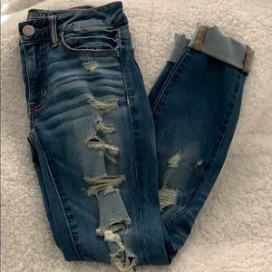 America Eagle Super Super Stretch Distressed Jeans